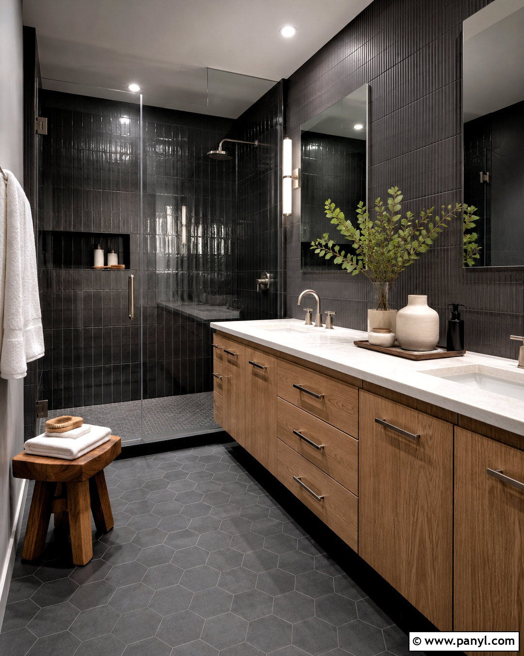 Dark Tile Bathroom - 20 dark theme bathroom ideas