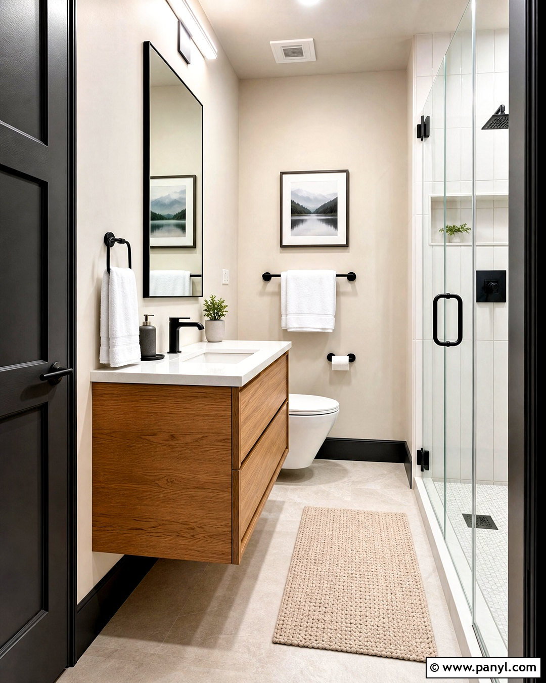 Dark Trim And Doors In A Small Bathroom - 20 dark trim and doors interior ideas