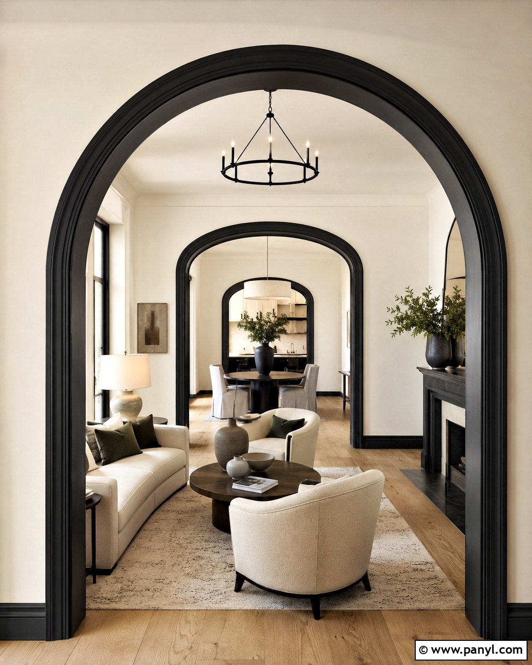 Dark Trim Arched Doorways - 40 dark trim light walls