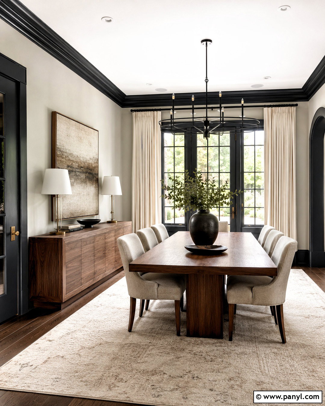 Dark Trim Dining Room - 40 dark trim light walls