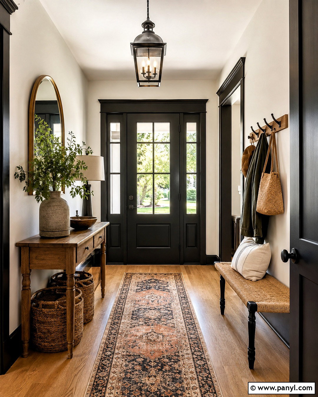 Dark Trim Entryway - 40 dark trim light walls