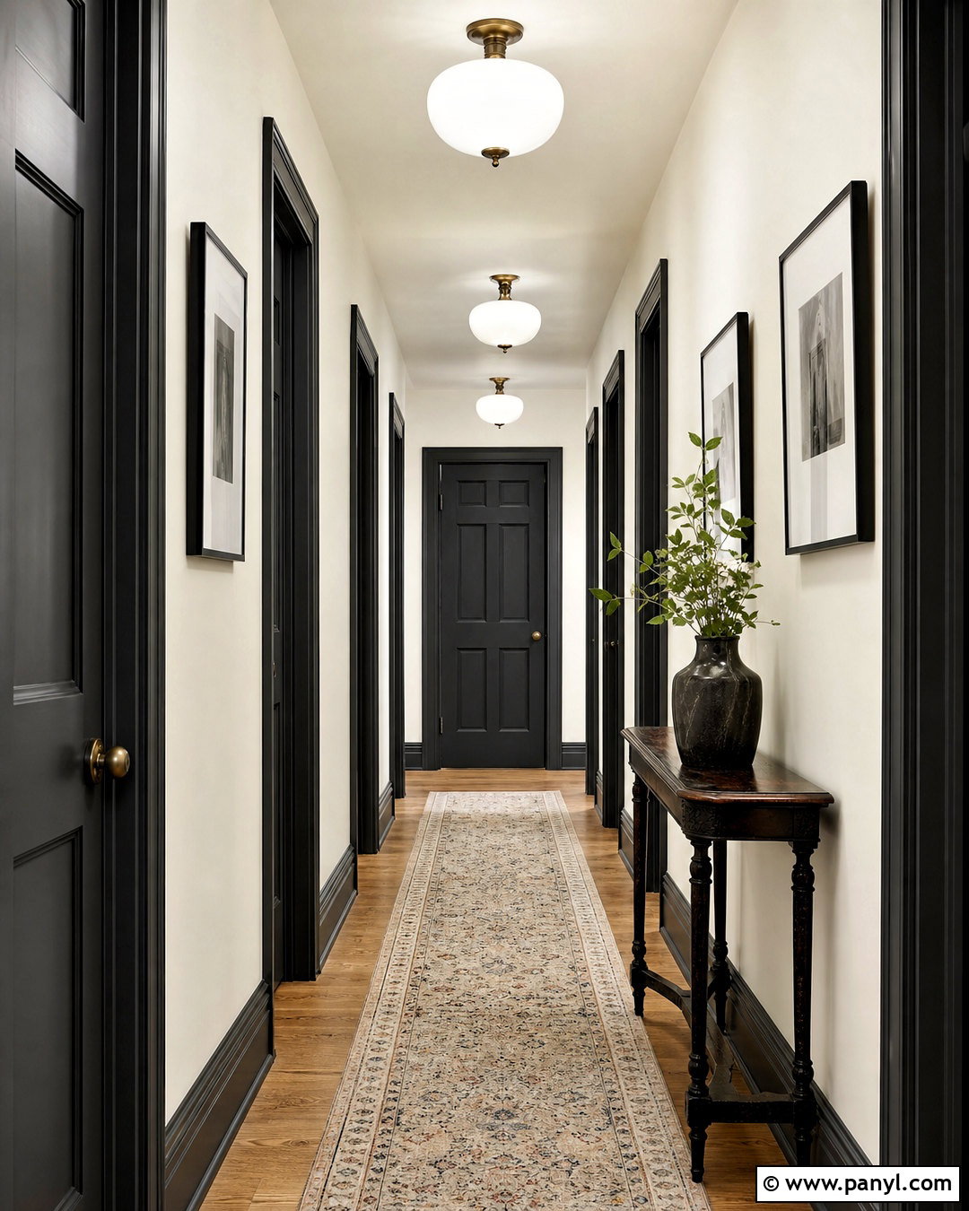 Dark Trim Hallway - 20 dark baseboards and trim ideas