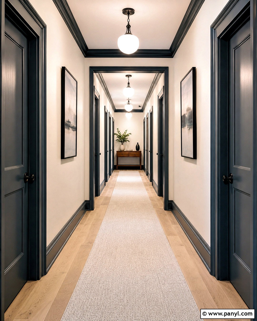Dark Trim Hallway - 40 dark trim light walls