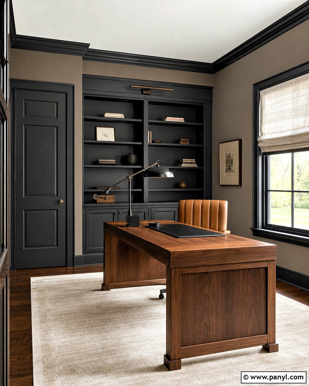 Dark Trim Home Office - 20 dark baseboards and trim ideas