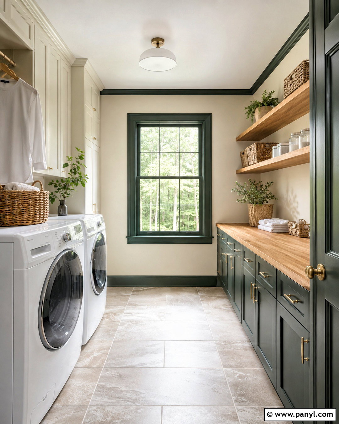 Dark Trim Laundry Room - 40 dark trim light walls