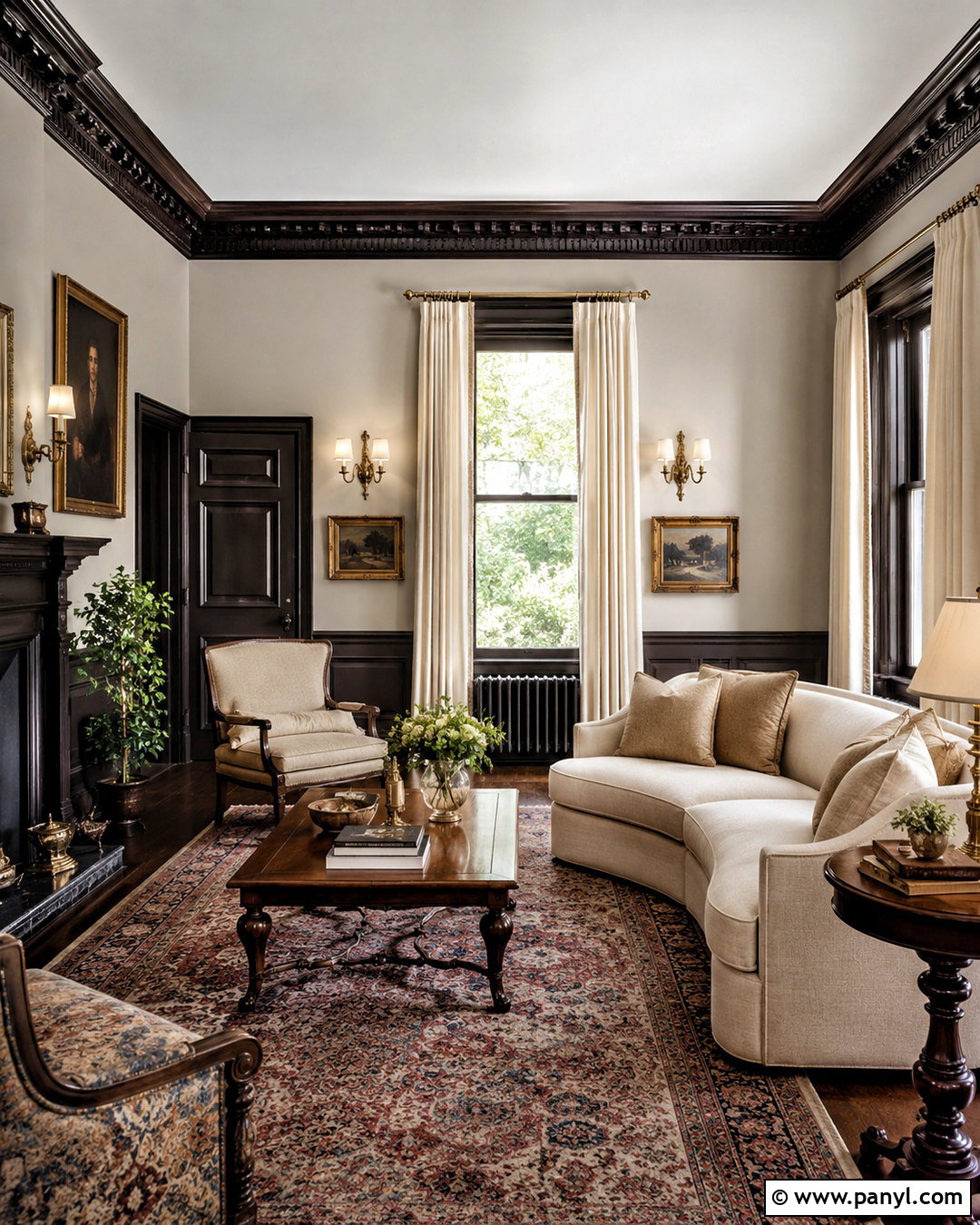 Dark Trim Victorian Interior - 40 dark trim light walls