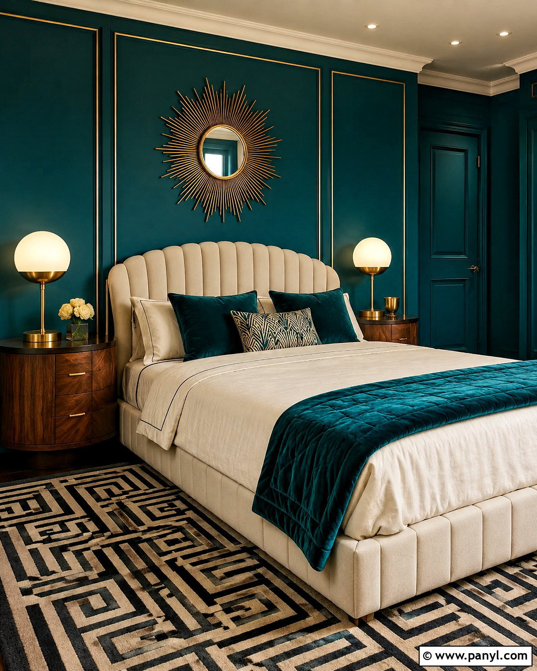 Dark Turquoise Art Deco Bedroom - 20 dark turquoise bedroom ideas