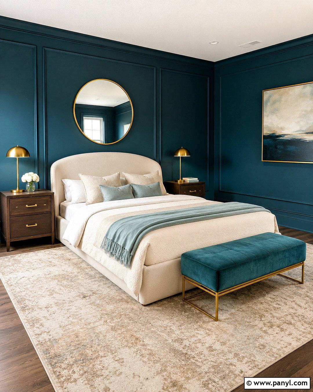 Dark Turquoise Bedroom With Gold Accents - 20 dark turquoise bedroom ideas