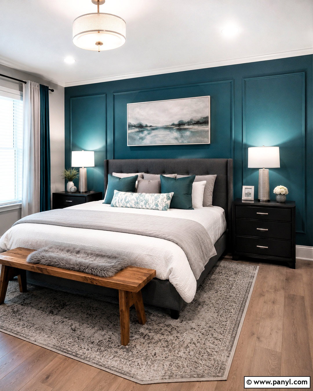 Dark Turquoise Bedroom With Gray - 20 dark turquoise bedroom ideas