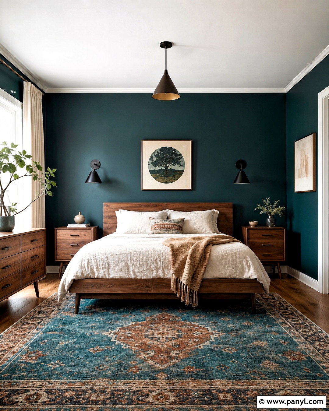 Dark Turquoise Bedroom With Walnut Furniture - 20 dark turquoise bedroom ideas