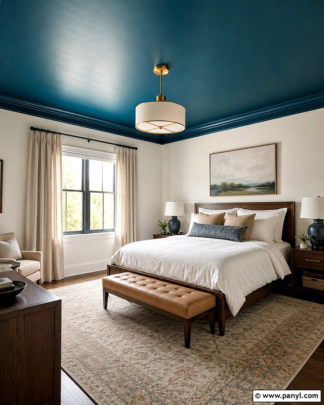 Dark Turquoise Bedroom With a Painted Ceiling - 20 dark turquoise bedroom ideas