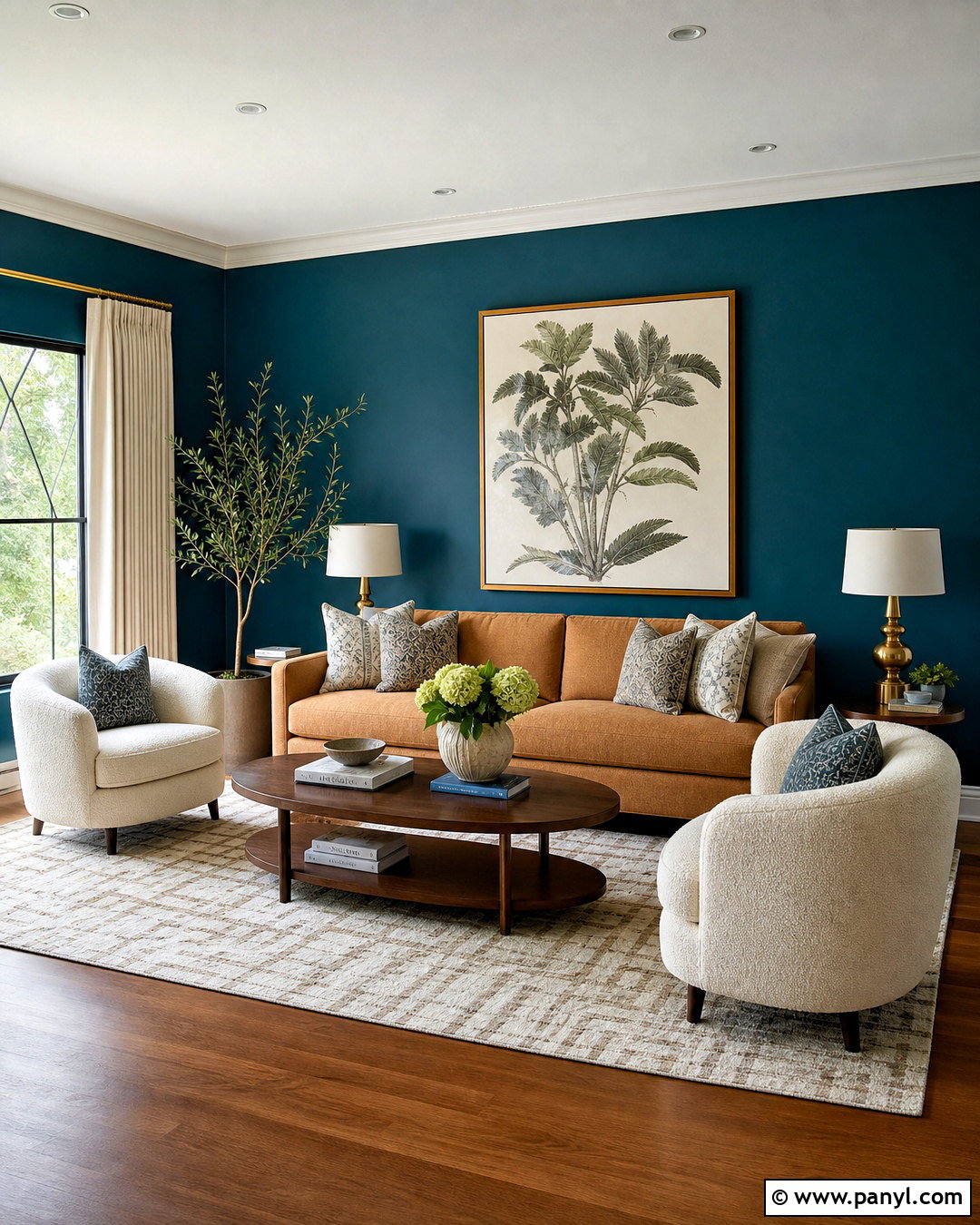 Dark Turquoise Living Room Walls With Brass Accents - 20 turquoise walls