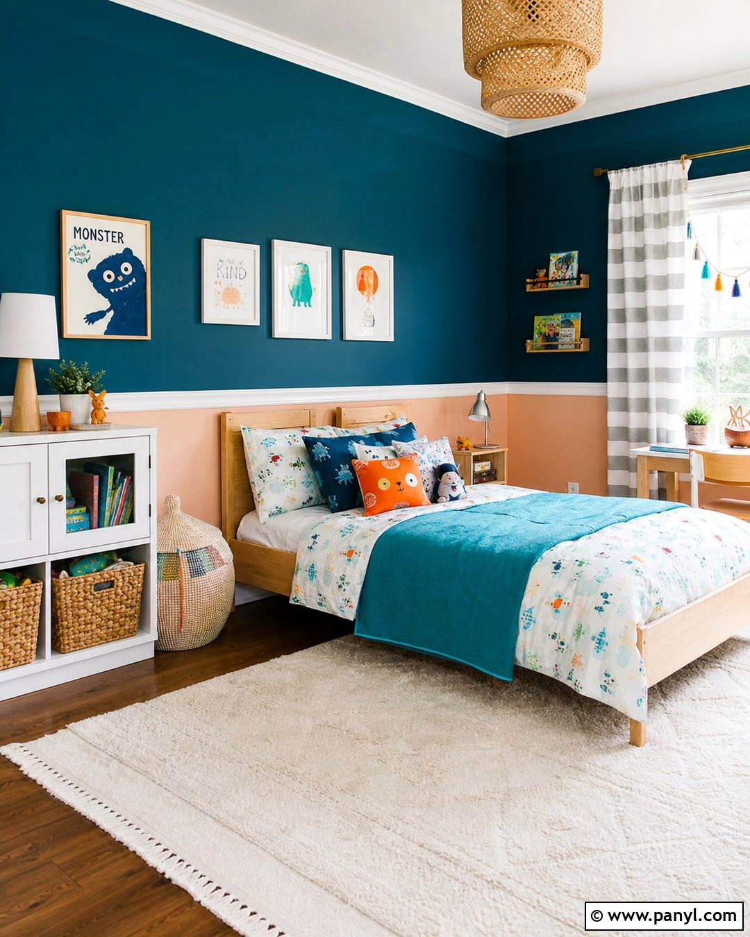 Dark Turquoise Top Half With Pale Peach Walls - 20 Dark Paint Top Half Of Wall Ideas
