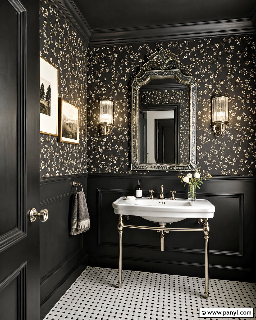 Dark Vintage Powder Room - 20 dark powder room ideas