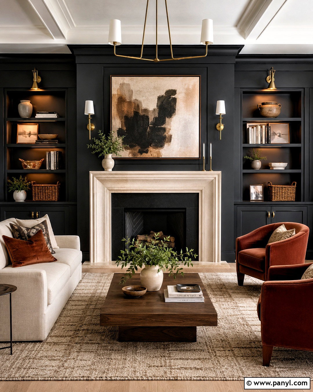 Dark Wall Fireplace Living Room - 20 dark wall living room ideas