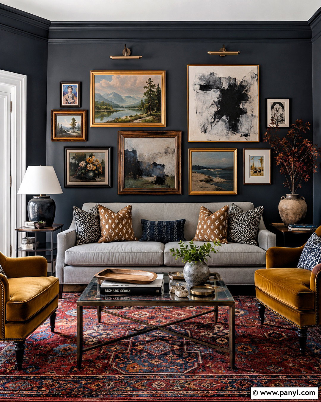 Dark Wall Gallery Living Room - 20 dark wall living room ideas