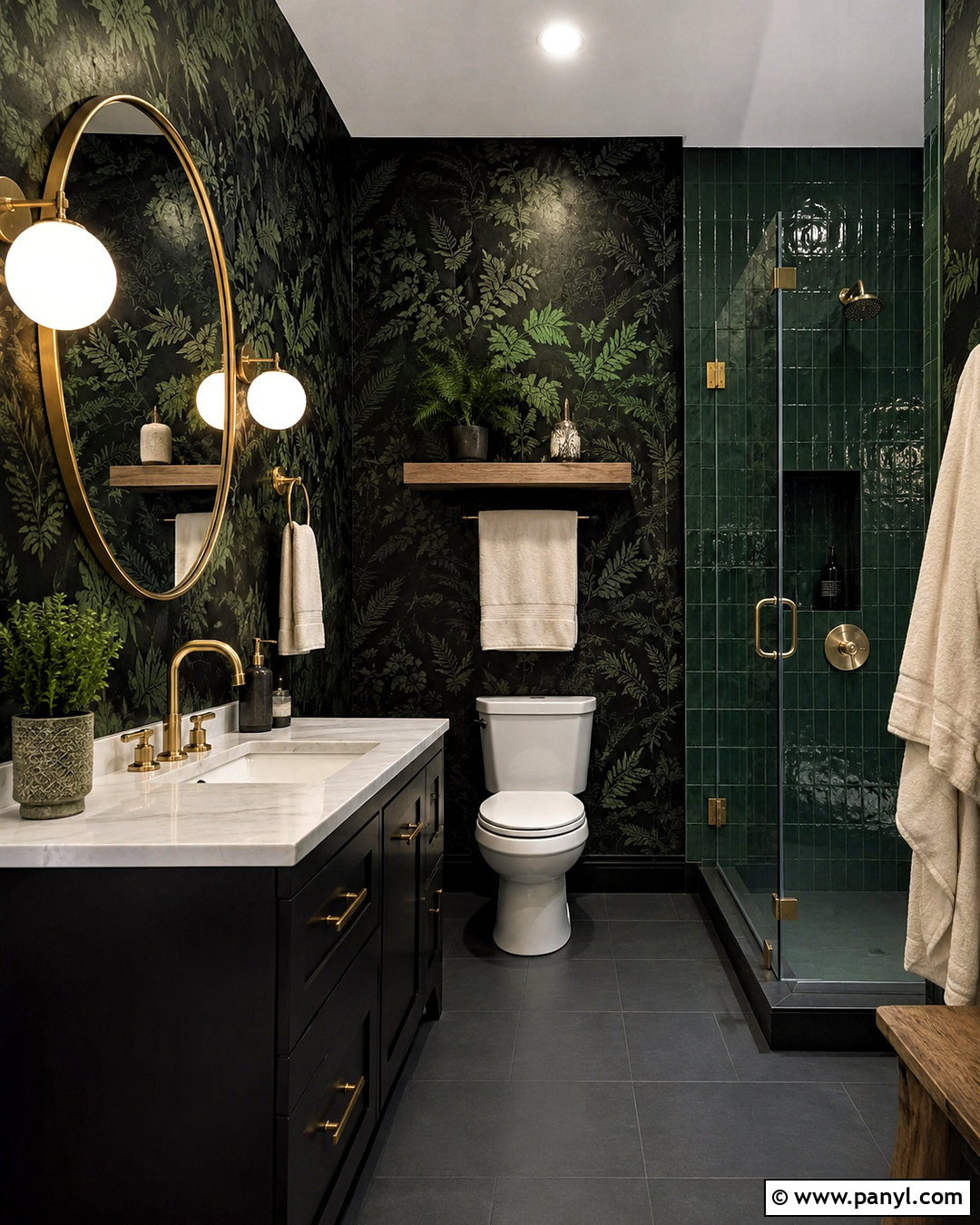 Dark Wallpaper Bathroom - 20 dark theme bathroom ideas
