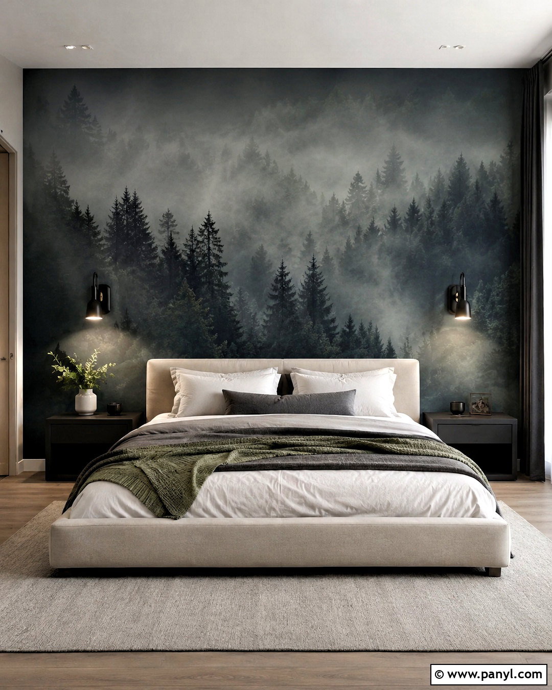 Dark Wallpaper Mural Feature Wall - 20 dark feature wall bedroom ideas