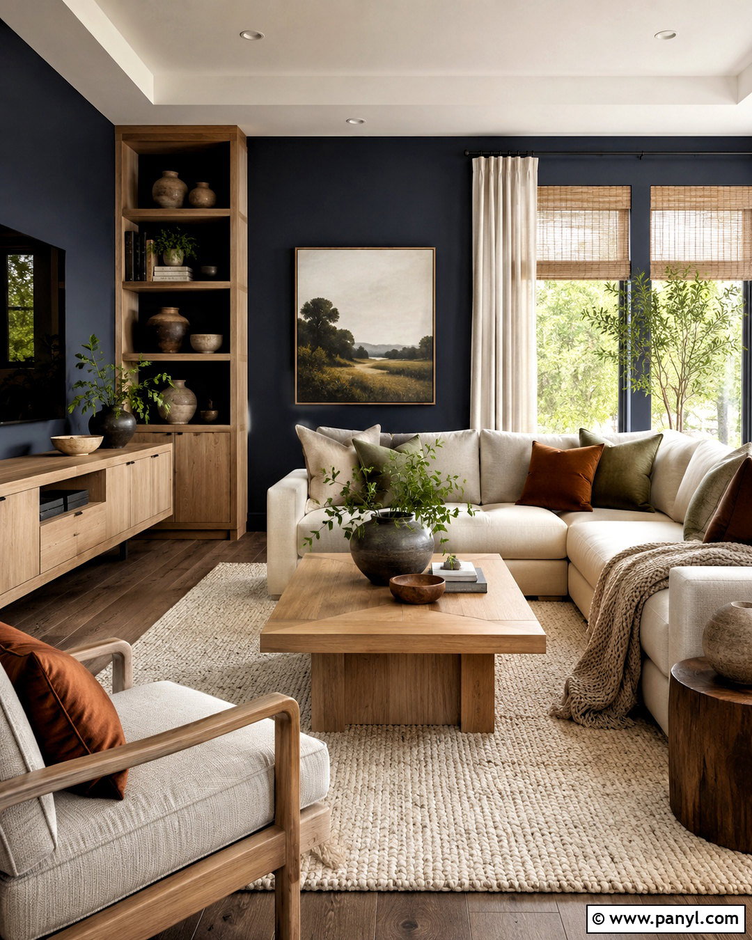 Dark Walls With Light Wood Furniture - 40 dark walls