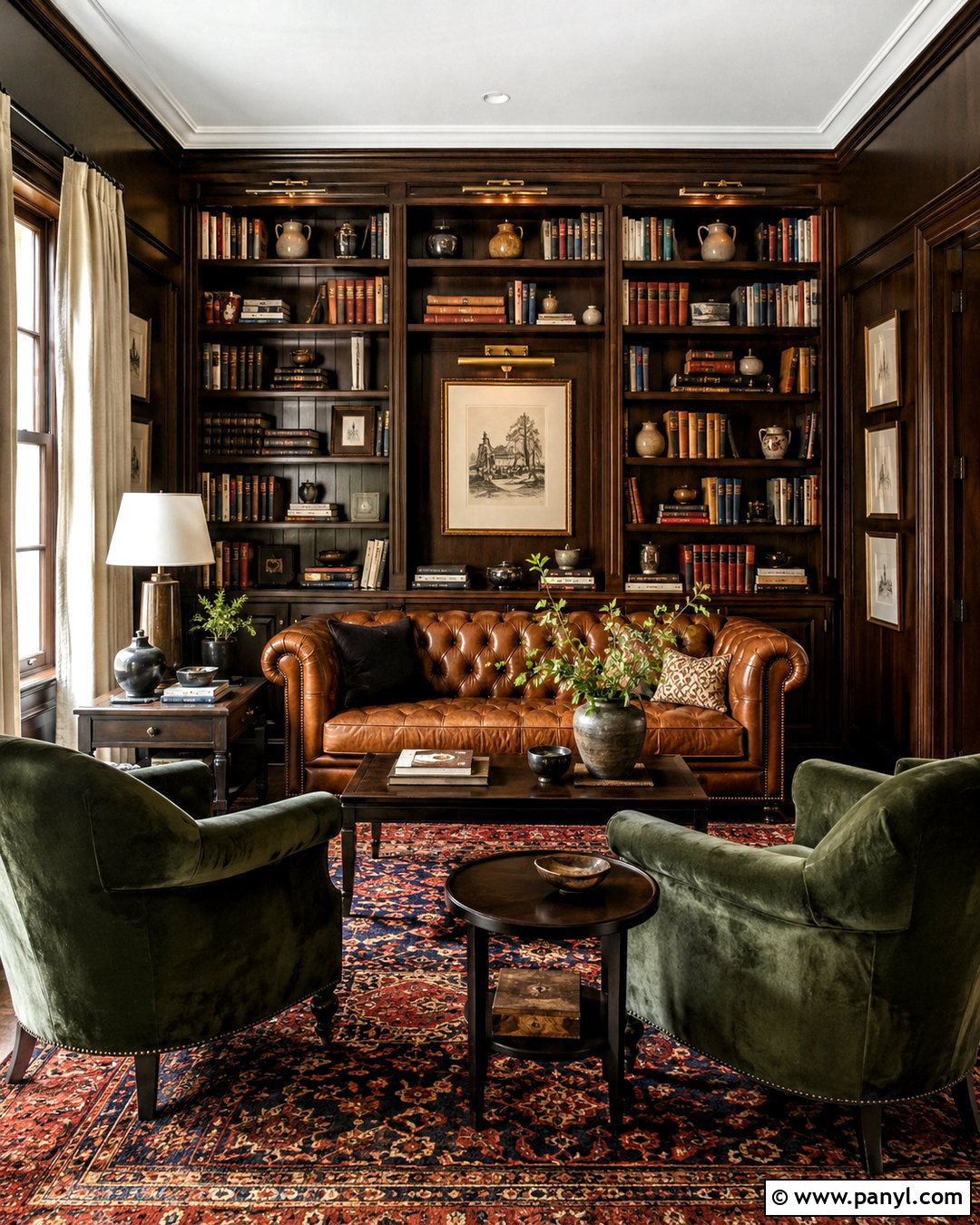 Dark Walnut Home Library - 20 dark interiors