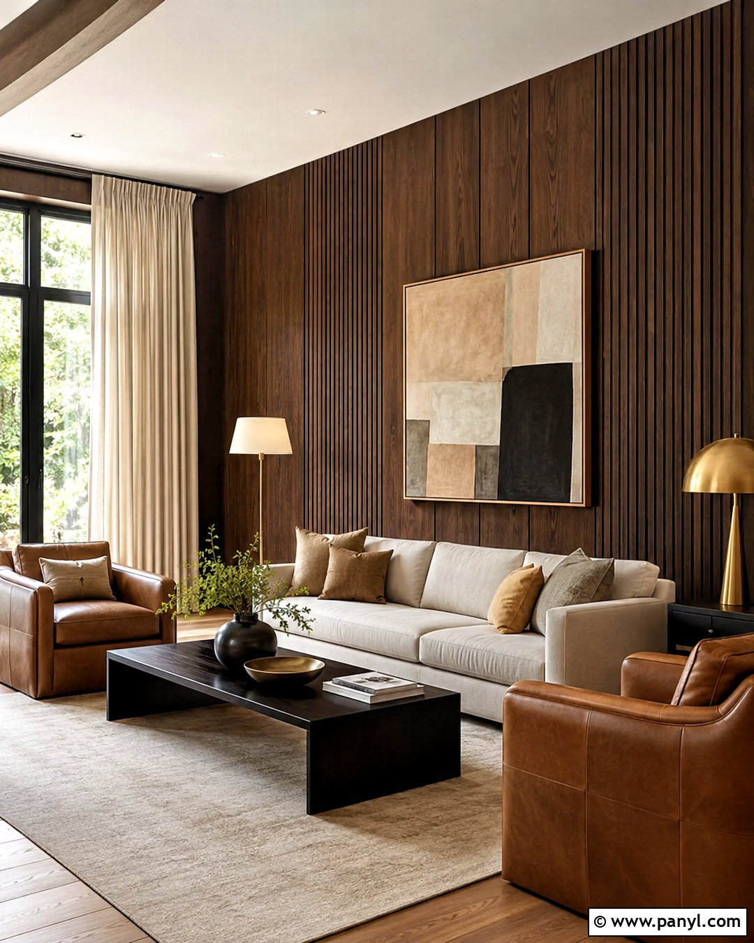 Dark Walnut Living Room Paneling - 20 brown panelling ideas