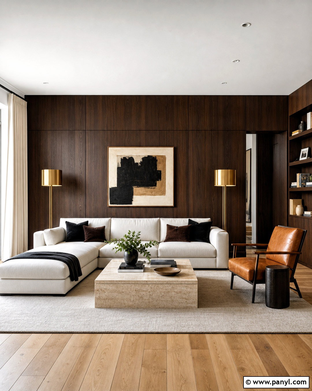 Dark Walnut Living Room Wall - 20 dark wood walls