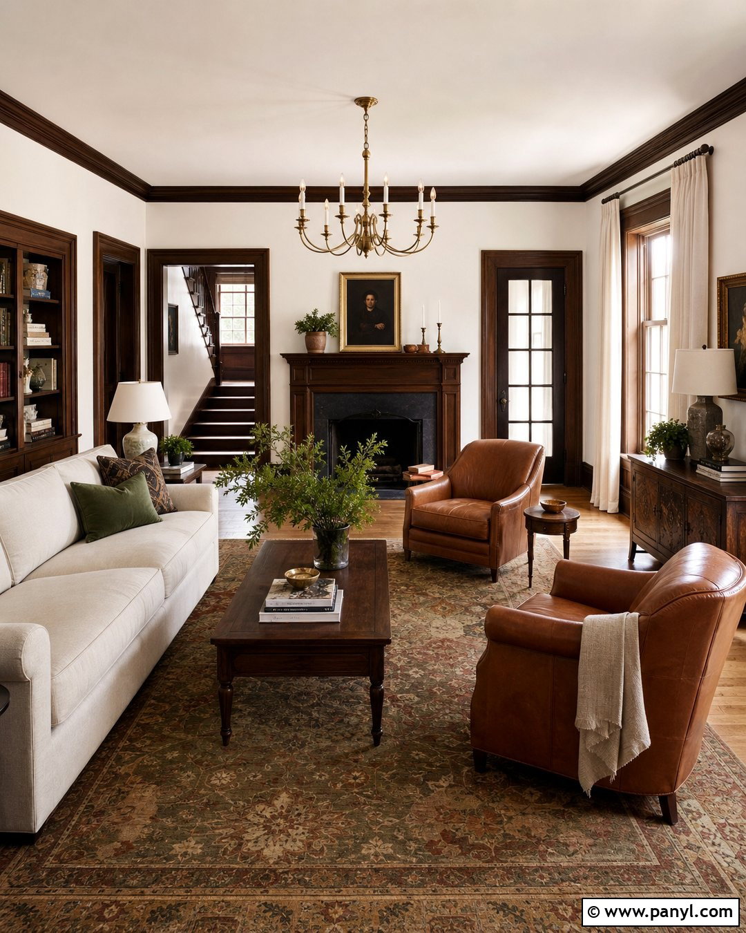 Dark Walnut Trim With Warm White Walls - 45 darker trim lighter walls