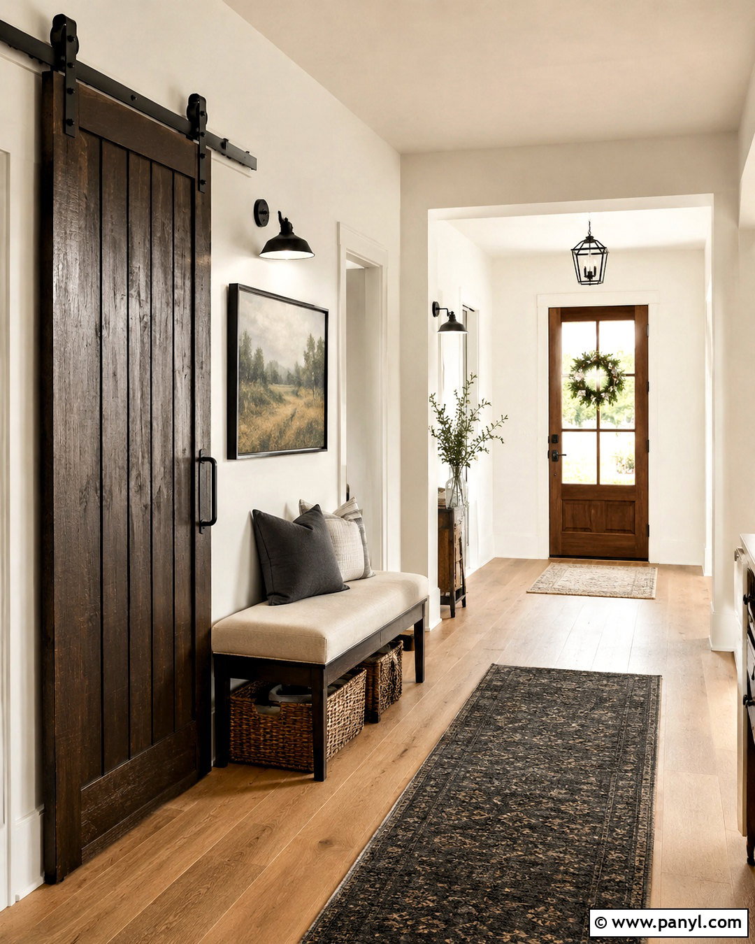 Dark Wood Barn Door With Modern Farmhouse Decor - 20 dark doors interior ideas
