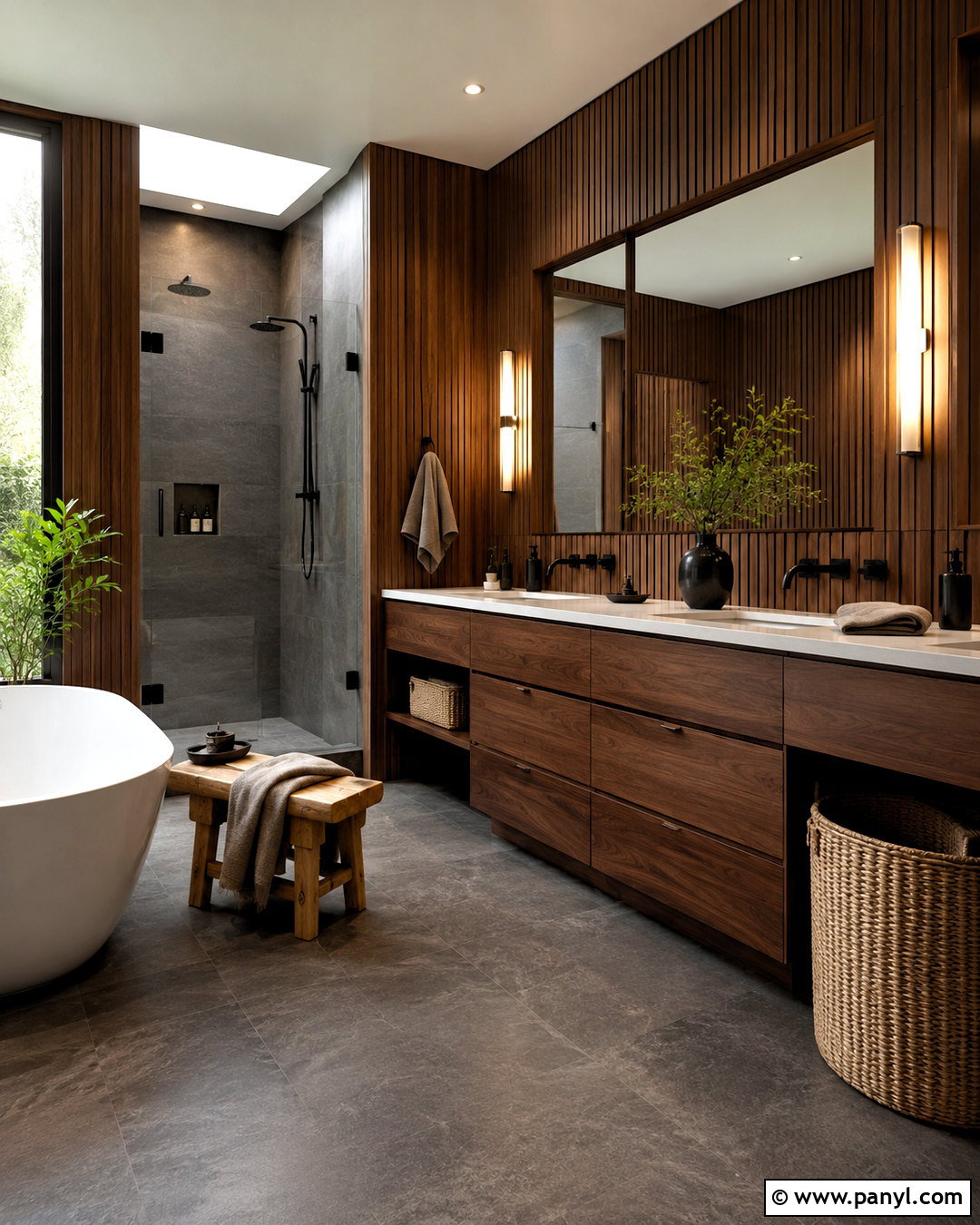 Dark Wood Bathroom - 20 moody bathroom design ideas