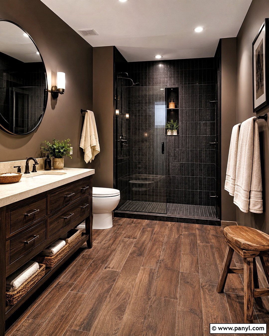 Dark Wood Bathroom - 20 dark theme bathroom ideas