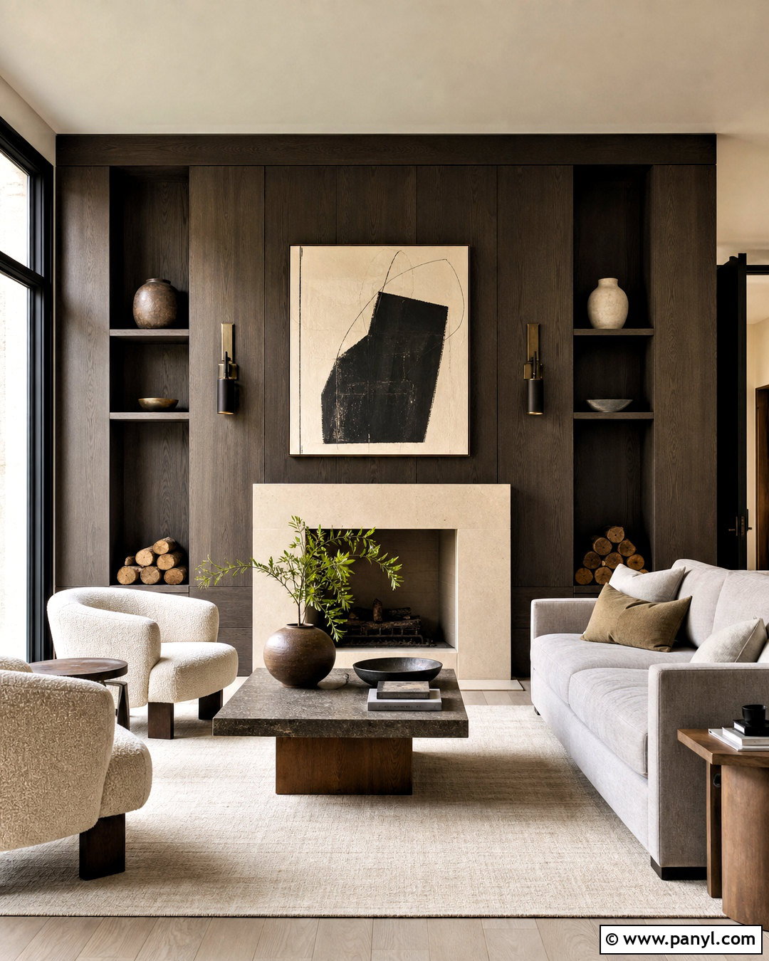 Dark Wood Fireplace Wall - 20 dark wood walls