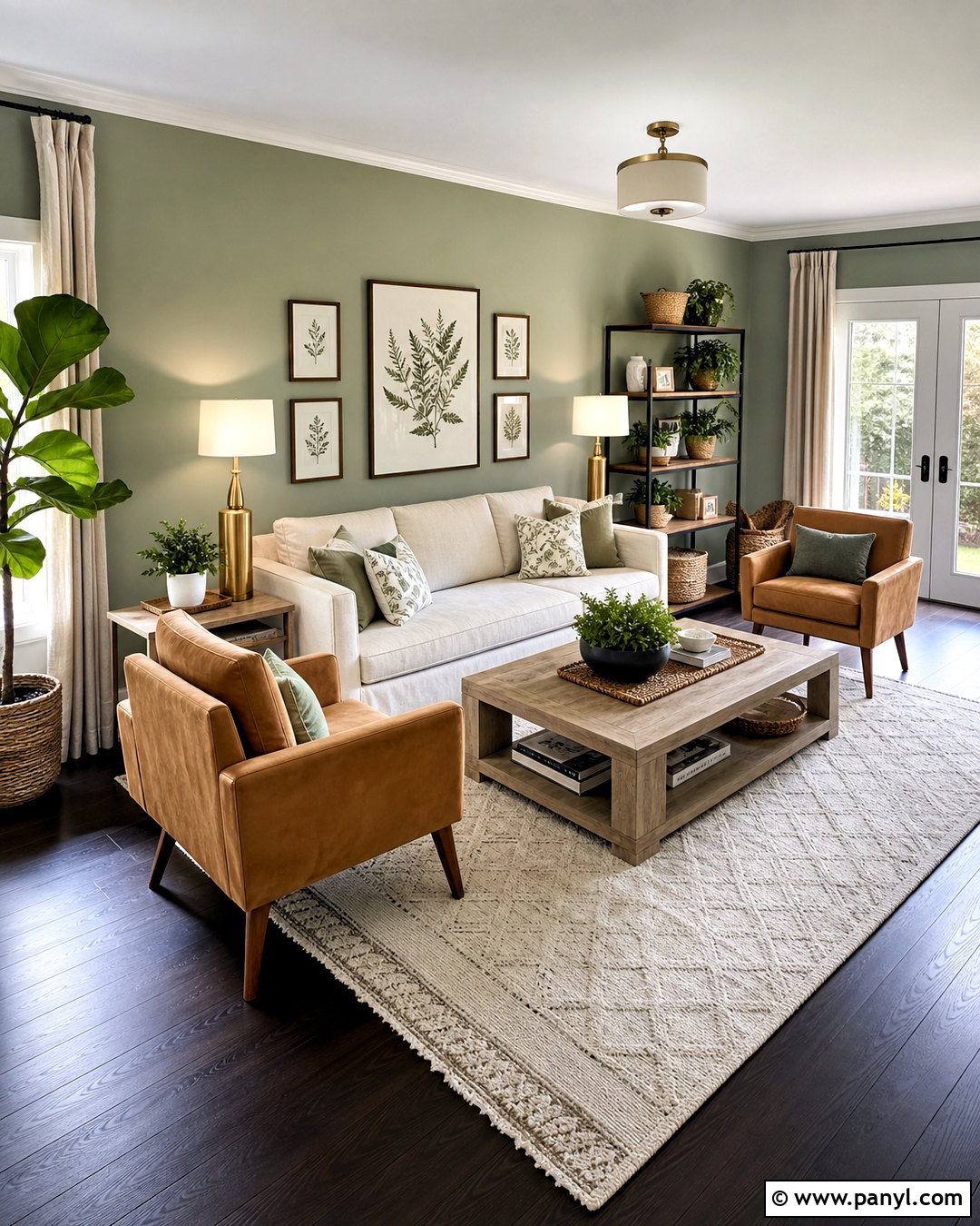 Dark Wood Floor Light Sage Living Room - 20 dark floors light walls