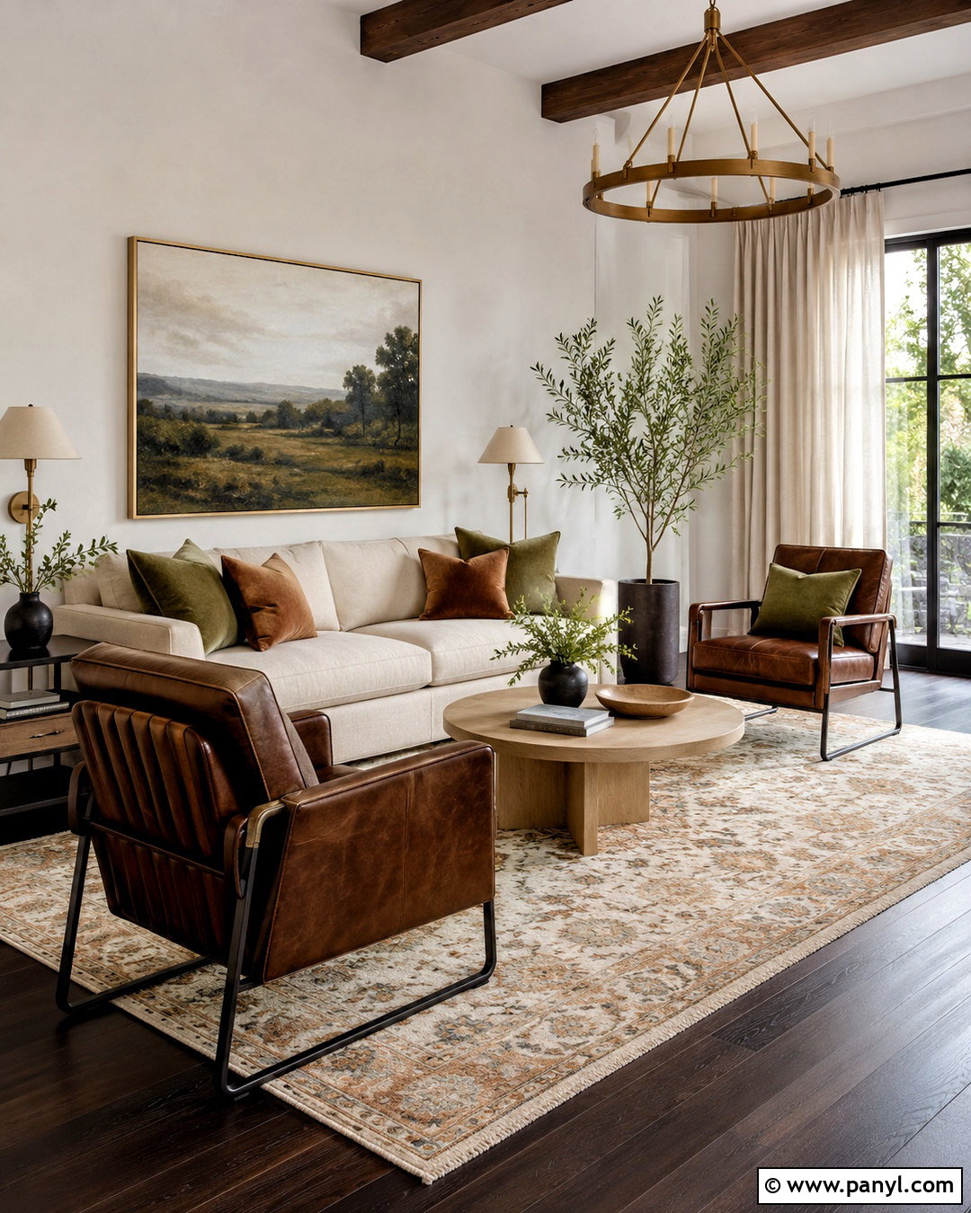 Dark Wood Floor Living Room With Beige Sofa - 20 dark wooden floor living room ideas