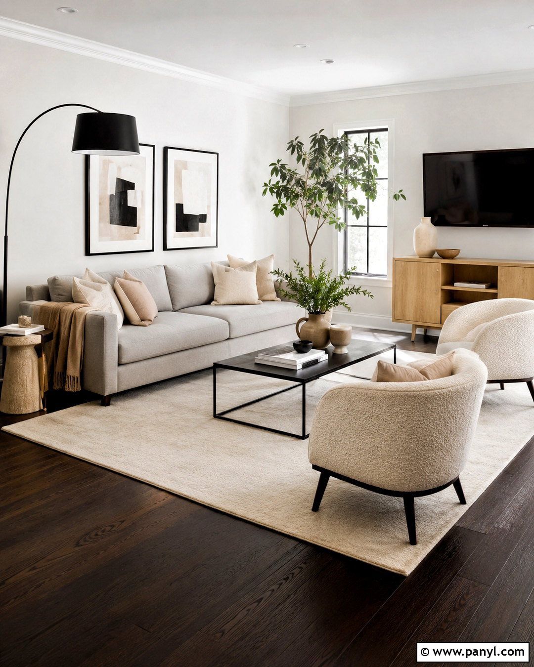 Dark Wood Floor Living Room With Black Accents - 20 dark wooden floor living room ideas