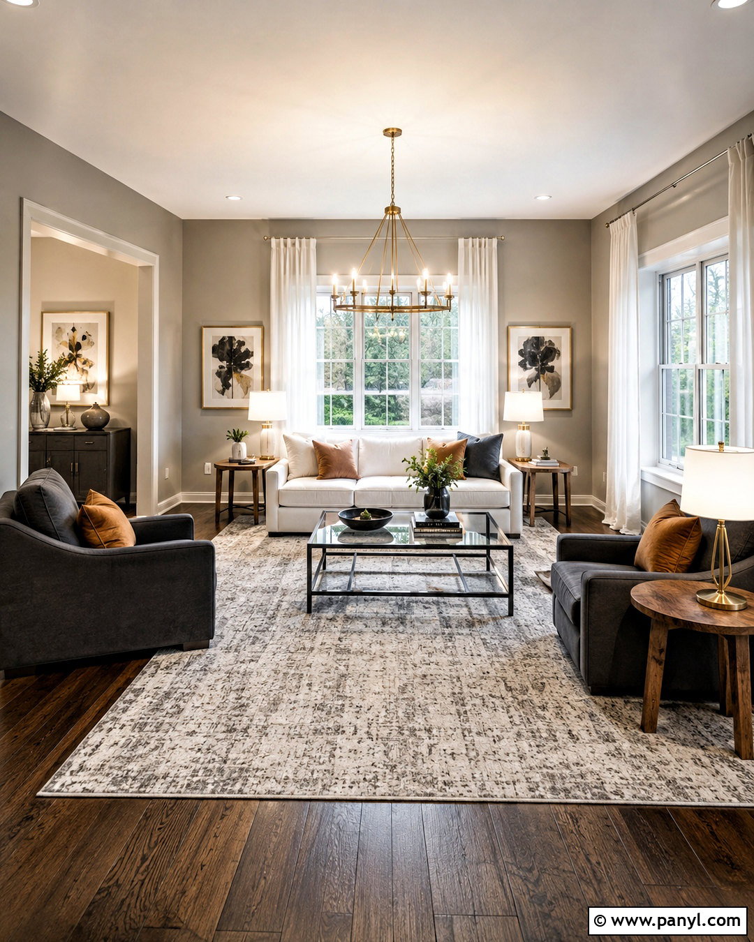 Dark Wood Floor Living Room With Gray Walls - 20 dark wooden floor living room ideas