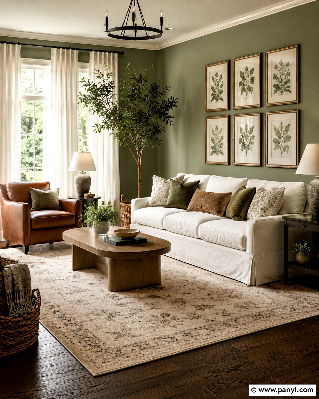 Dark Wood Floor Living Room With Sage Green Walls - 20 dark wooden floor living room ideas