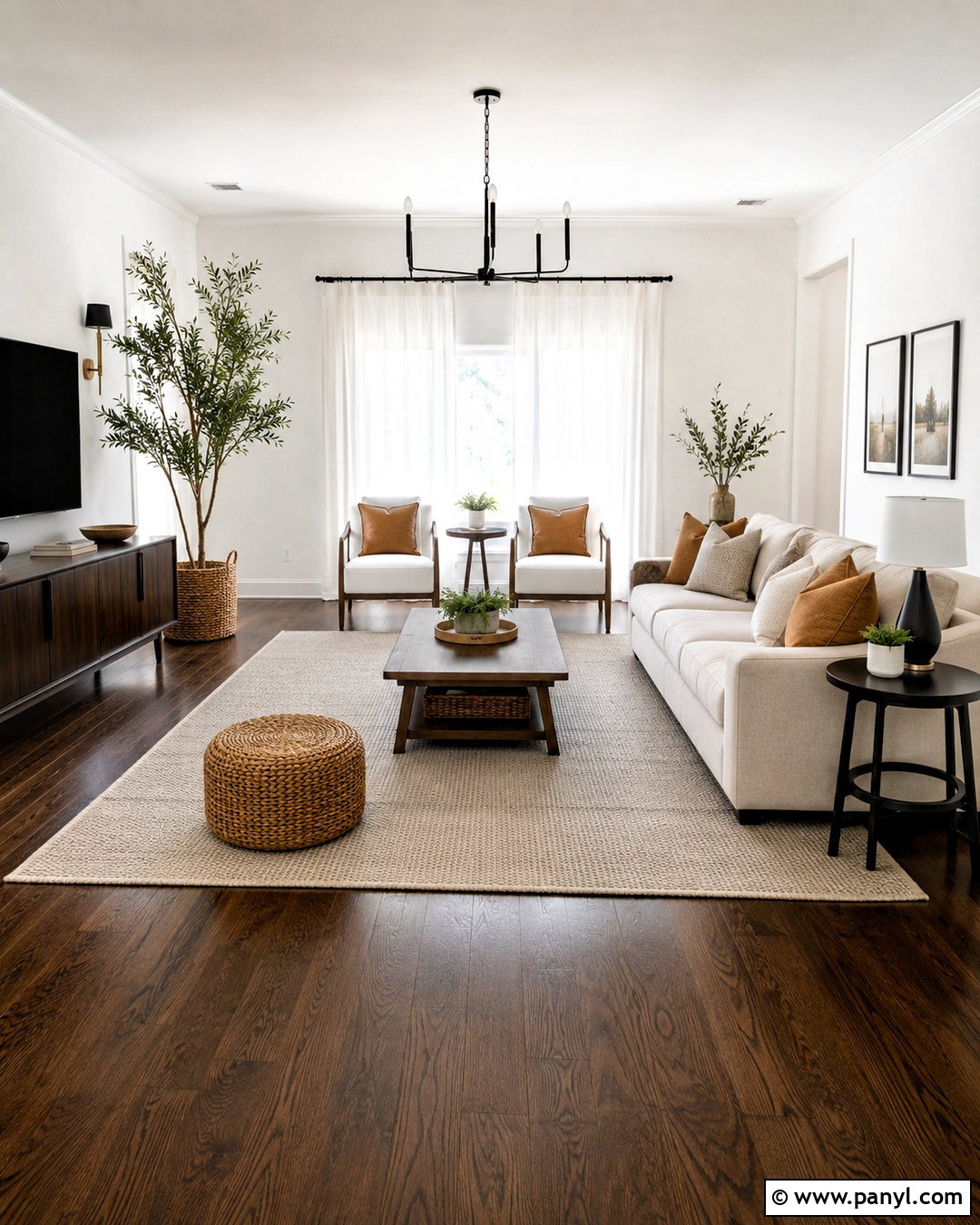 Dark Wood Floor Living Room With White Walls - 20 dark wooden floor living room ideas