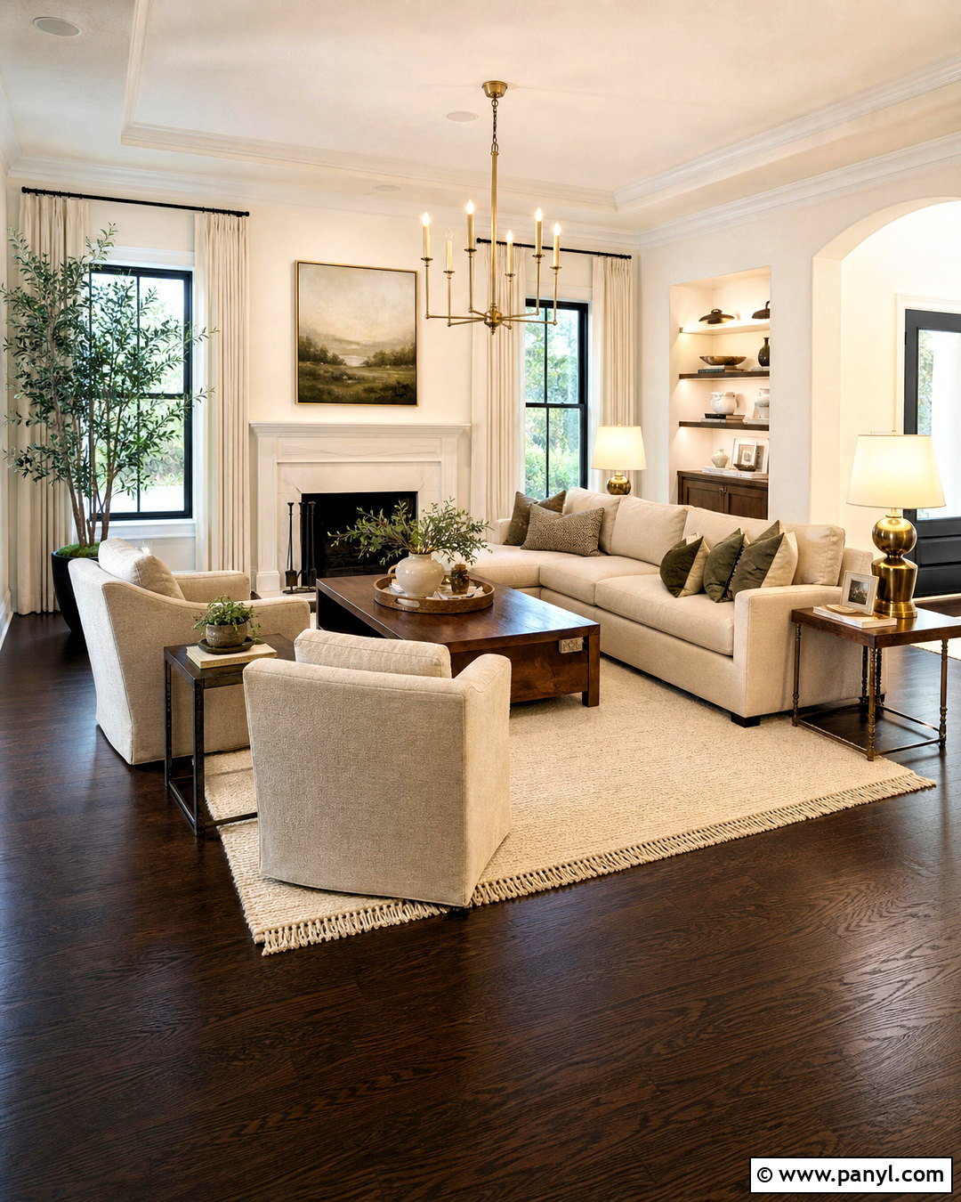 Dark Wood Floor White Wall Living Room - 20 dark floors light walls
