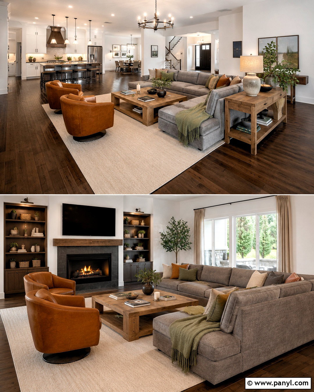 Dark Wood Floors In an Open Living Room - 20 dark wood floors living room decor ideas
