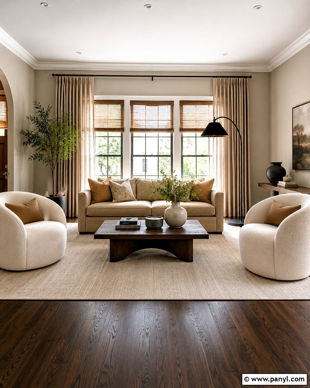 Dark Wood Floors With a Neutral Rug - 20 dark wood floors living room decor ideas