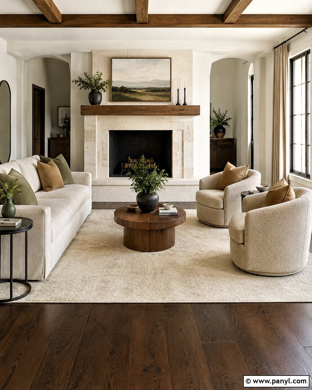 Dark Wood Floors With a Stone Fireplace - 20 dark wood floors living room decor ideas