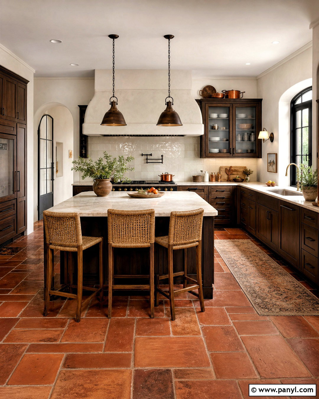 Dark Wood Kitchen With Terra Cotta Tile Floor - 20 kitchen with terra cotta tile floor ideas