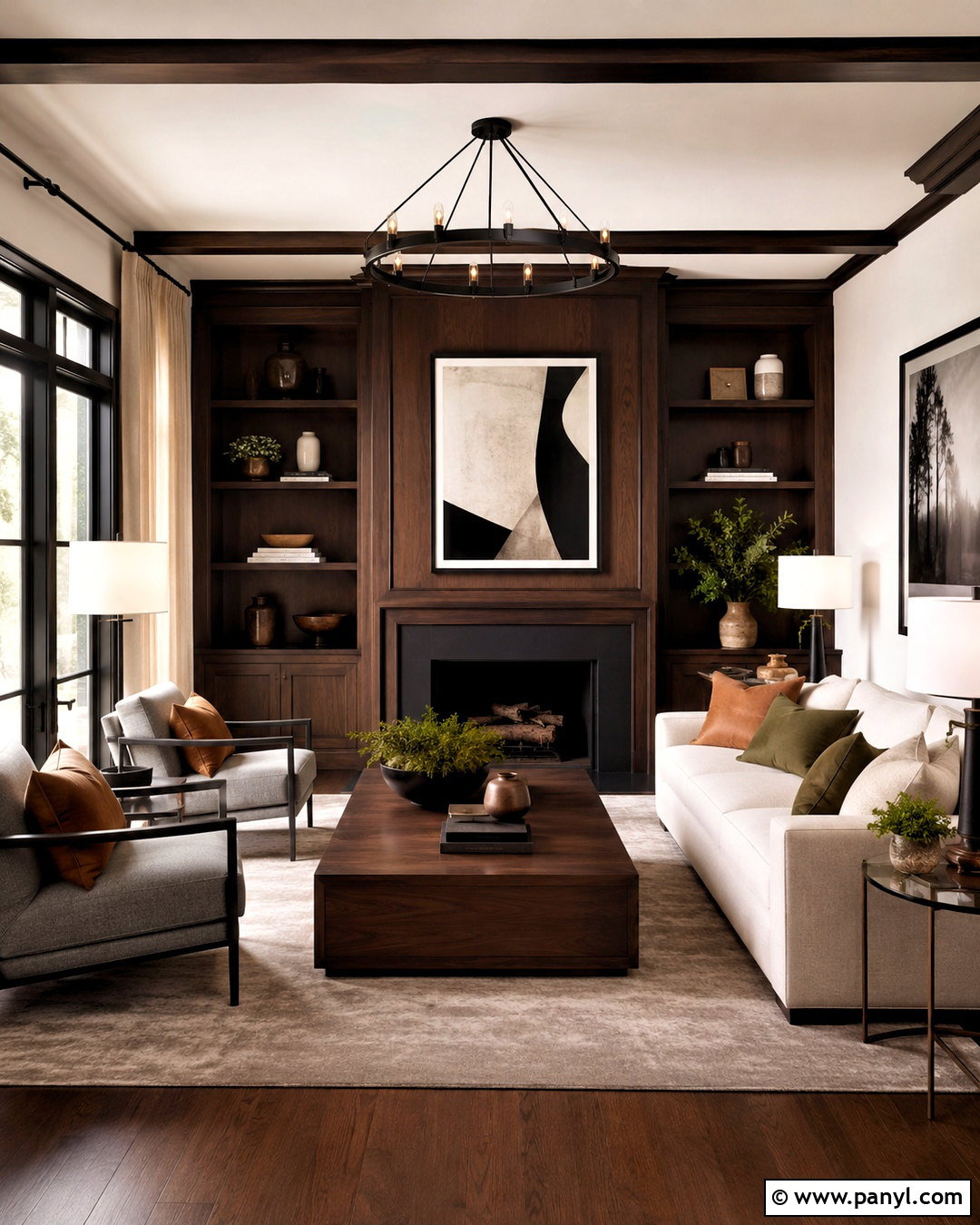 Dark Wood Living Room With Black Accents - 20 dark wood living room decor ideas