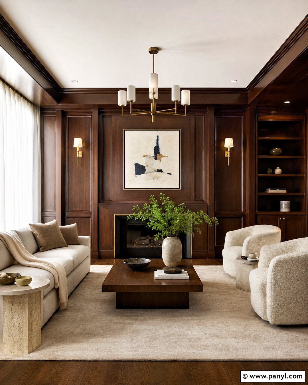 Dark Wood Living Room With Wood Paneling - 20 dark wood living room decor ideas
