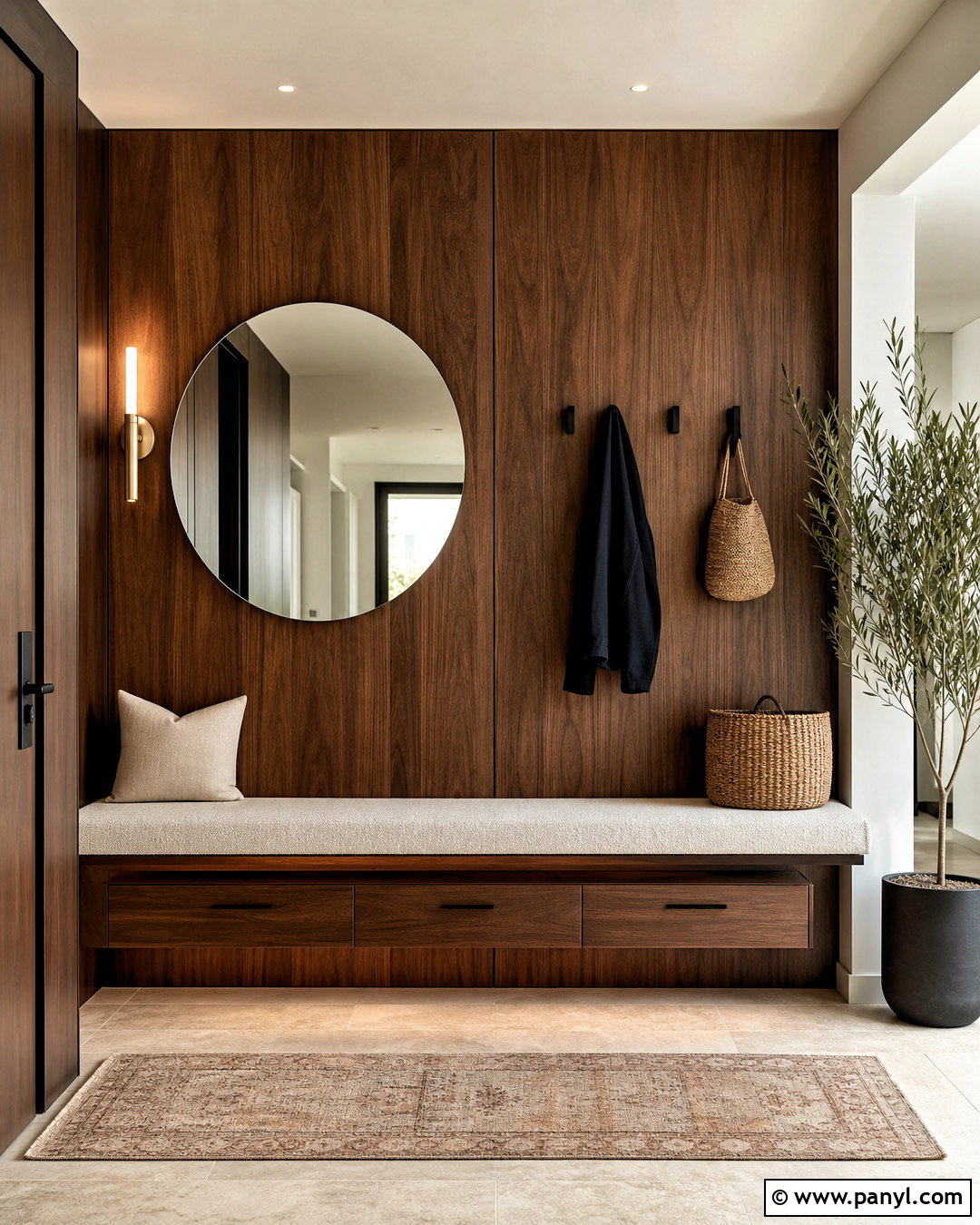 Dark Wood Modern Entryway - 20 dark wood walls