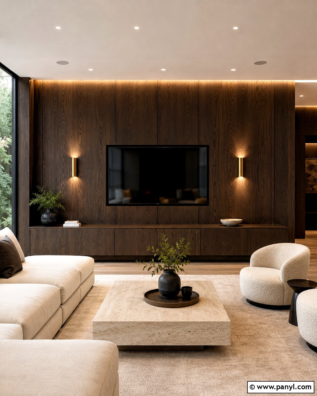 Dark Wood TV Wall - 20 living room tv wall design ideas
