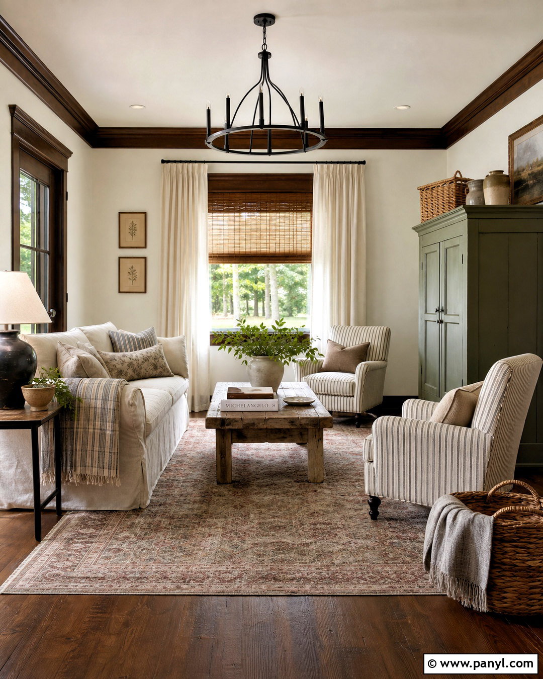 Dark Wood Trim Farmhouse Living Room - 20 dark wood trim living room ideas