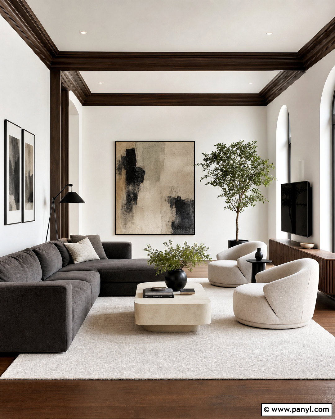 Dark Wood Trim Modern Living Room - 20 dark wood trim living room ideas