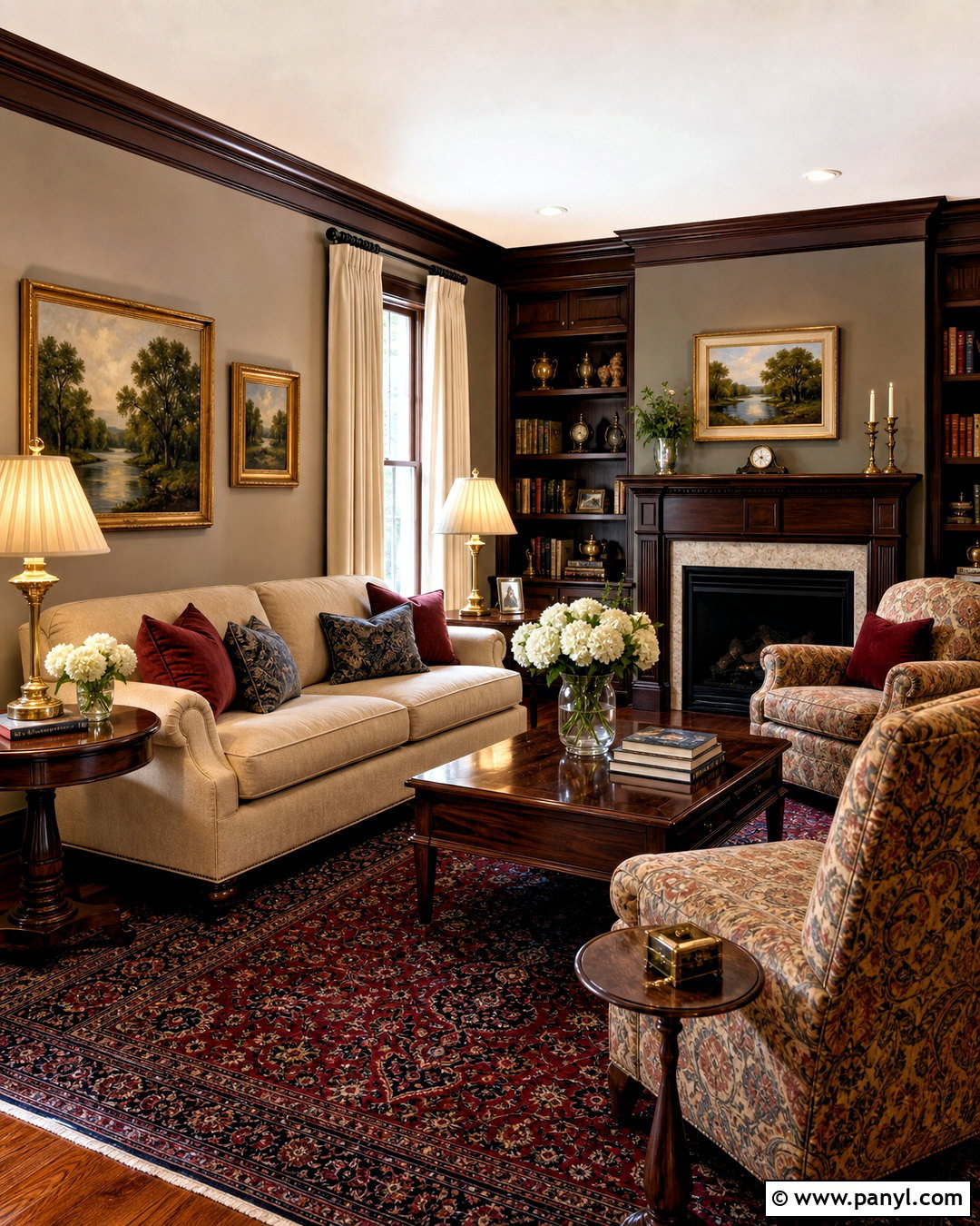 Dark Wood Trim Traditional Living Room - 20 dark wood trim living room ideas