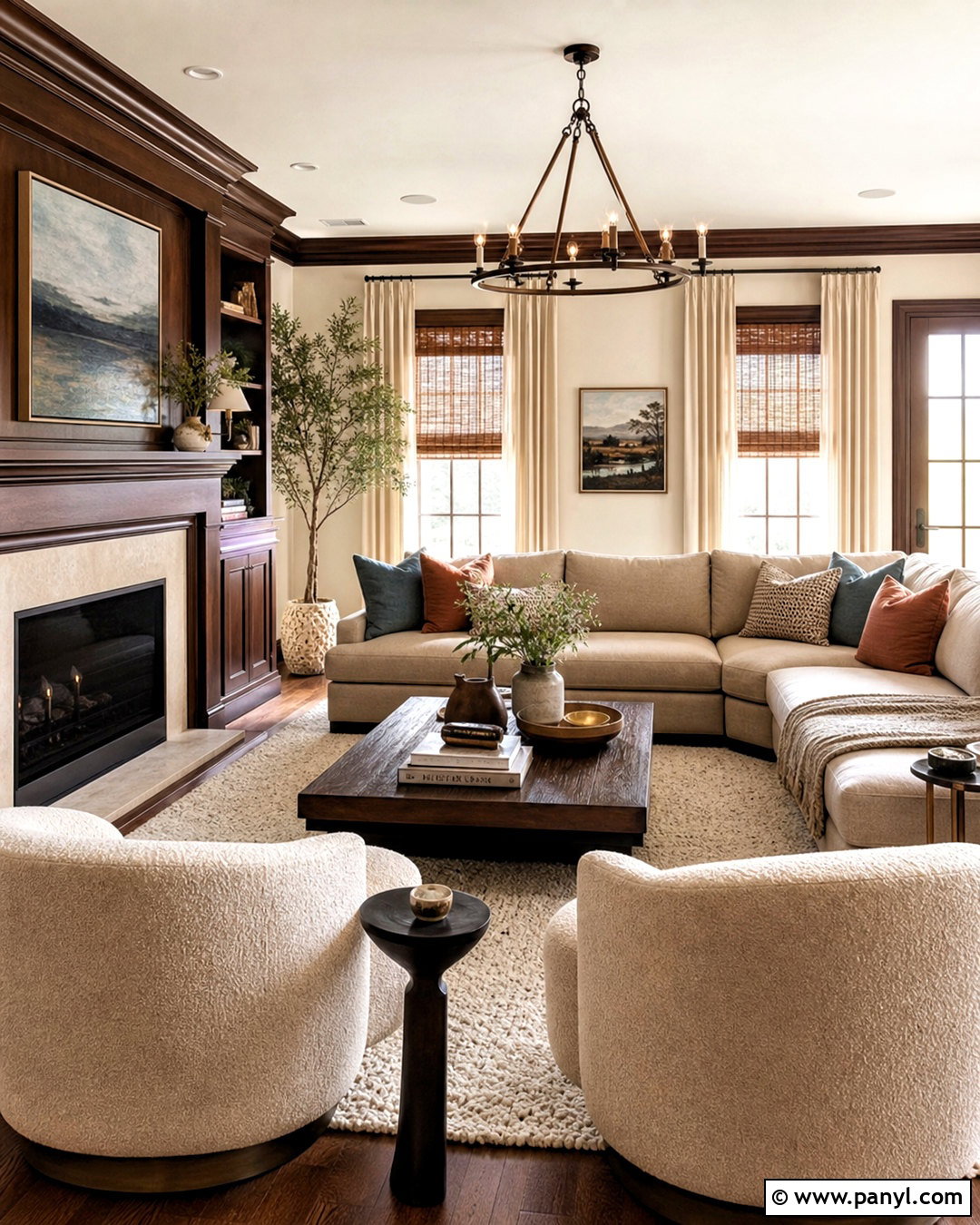 Dark Wood Trim With Beige Walls - 20 dark wood trim living room ideas